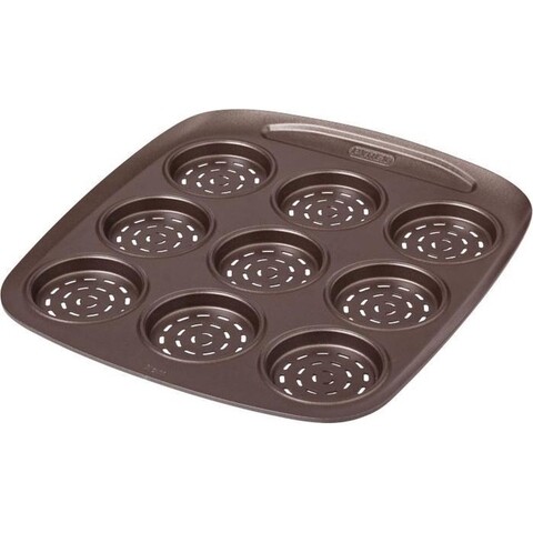 Tava de copt 9 mini pizza, Pyrex, Asimetria, 28 x 31 x 2 cm, otel carbon/metal antiaderent