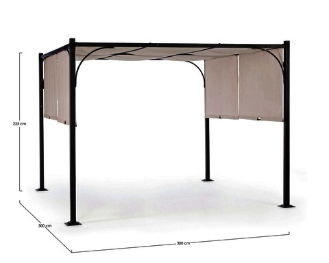 Pavilion pentru gadina Slide Gazebo, Bizzotto, 300 x 300 cm, otel/poliester/poliamida, gri antracit/gri