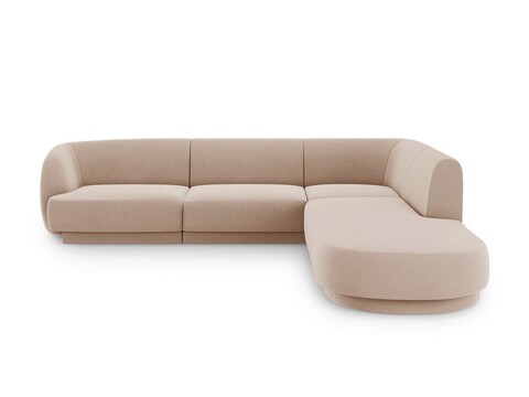 Coltar dreapta 6 locuri, Miley, Micadoni Home, BL, forma rotunjita, 258x248x74 cm, catifea, cappuccino