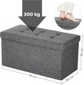 Bancheta cu spatiu pentru depozitare Ottoman Classic, Vasagle, 76 x 38 x 38 cm, pliabila, imitatie in/MDF, gri inchis