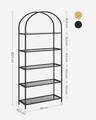 Biblioteca Arched Design, Vasagle, 83x30.2x183.5 cm, otel/sticla temperata, negru