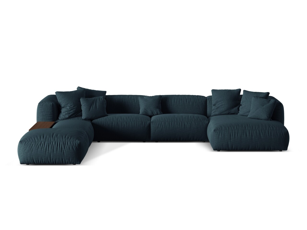 Coltar panoramic stanga 5 locuri design modular, Martina-169, Micadoni Home, 406x280x75 cm, tesatura structurata catifelata, albastru jeans - 1 | YEO