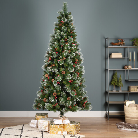 Brad de Craciun Ipswich Pine Snowy, Decoris, 882 varfuri, 112x210 cm, verde