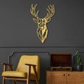 Decoratiune de perete, Red Deer 3, Metal, Dimensiune: 42 x 70 cm, Auriu