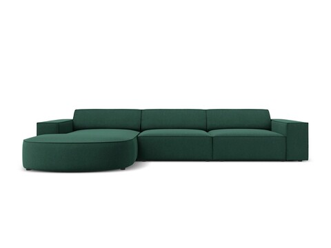 Coltar stanga 4 locuri, Jodie, Micadoni Home, BL, forma rotunjita, 284x166x70 cm, poliester, verde