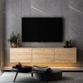 Comoda TV, Inarch, Neon Illuminated, 160 x 35 x 32 cm, pal melaminat, maro