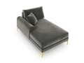 Sezlong living stanga, Madara, Mazzini Sofas, gold legs, 102x182x90 cm, catifea, gri deschis