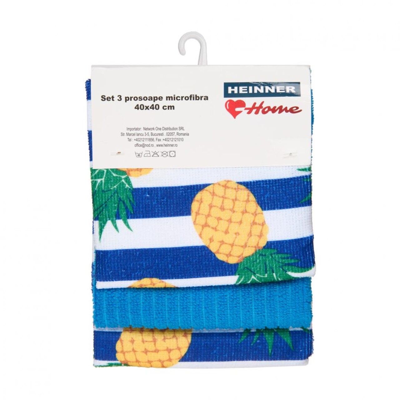 Set 3 Prosoape Pentru Bucatarie Pineapples, Heinner, 40x40 Cm, Microfibra