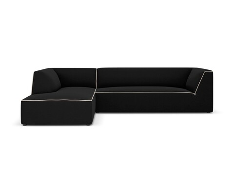 Coltar stanga 4 locuri, Ruby, Micadoni Home, BL, 273x180x69 cm, tesatura chenille, negru/bej