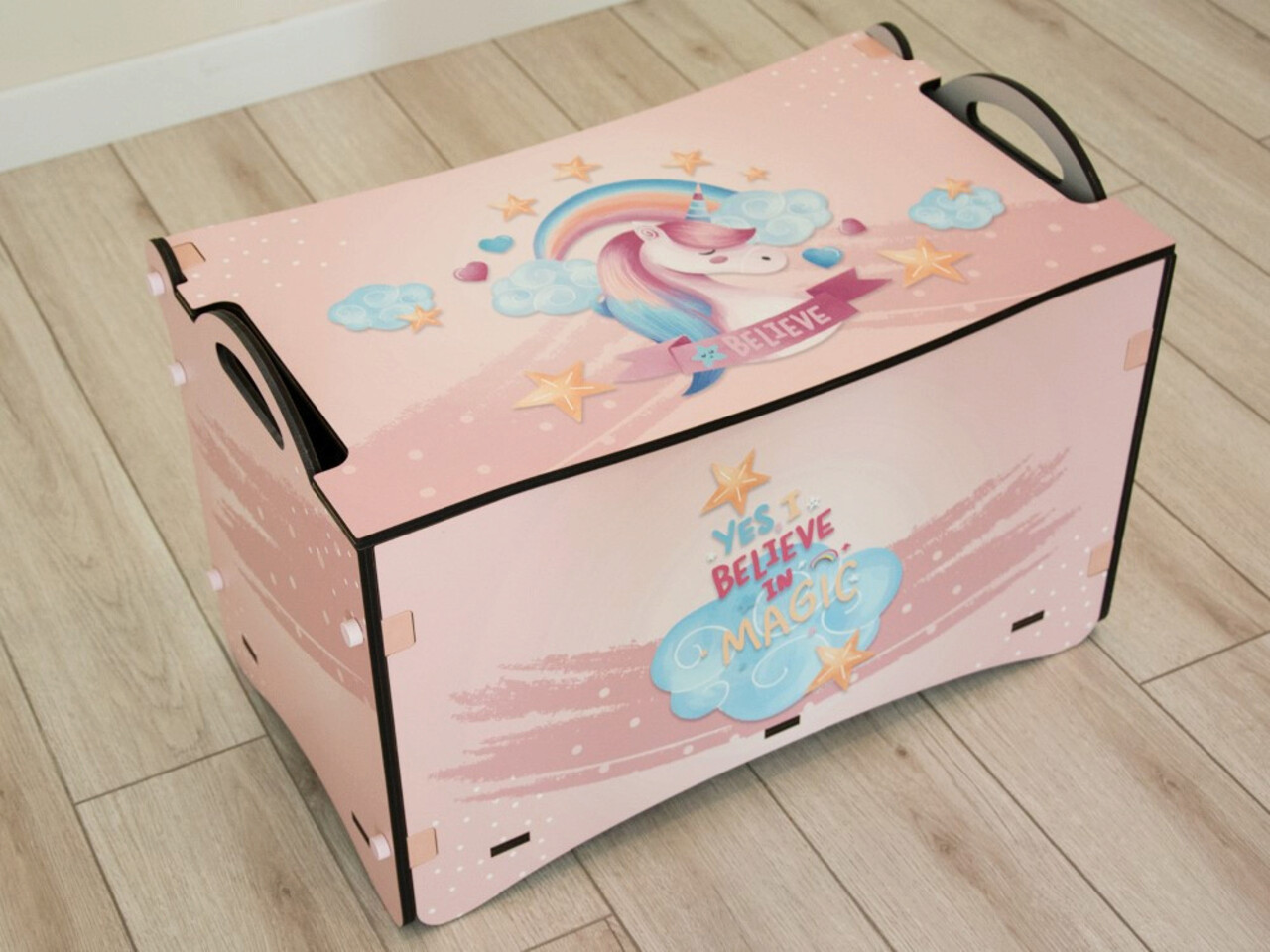 Cufar, Popcorn, Unicorn Kids Toy Box / Lousndk-01, 62x34x38 Cm, MDF , Multicolor