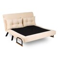 Canapea extensibilă cu 2 locuri, Futon, 859FTN1275, Metal , Crem