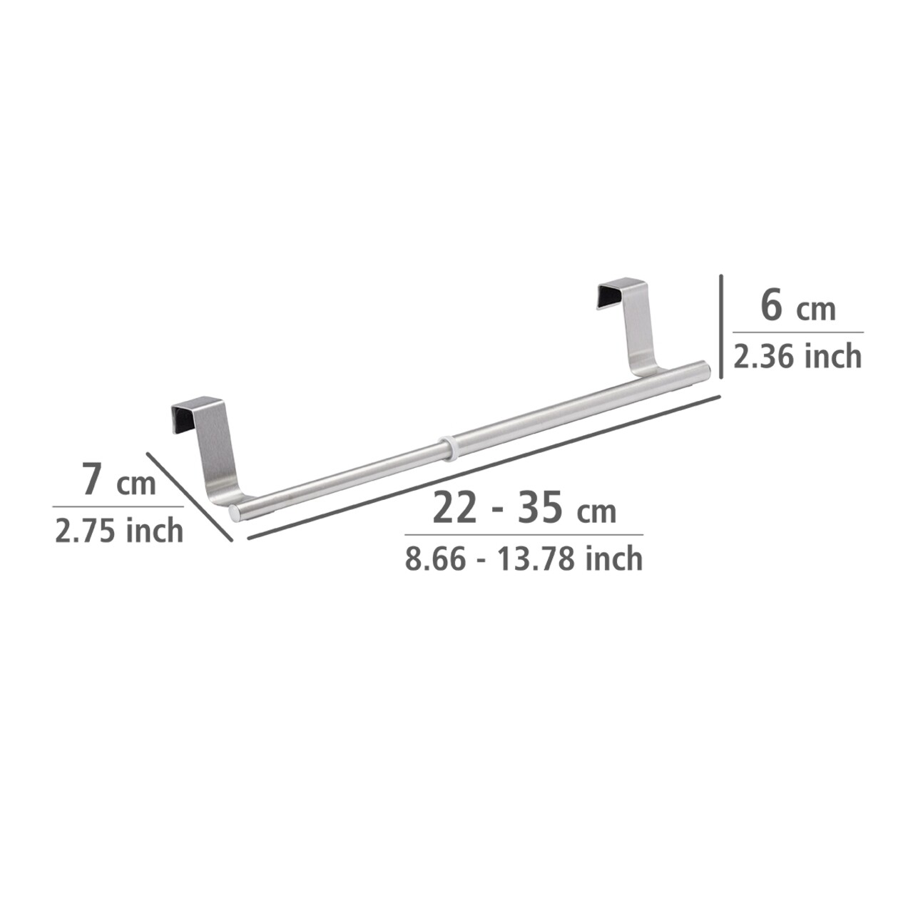 Suport extensibil prosoape pentru usa dulap/sertar, 22-35 x 6 x 7 cm, inox/plastic - 2 | YEO