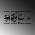 Decoratiune de perete, Tree Branch And Birds, Metal, 34 x 70 cm, 4 piese, Negru