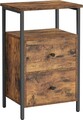 Masuta cu 2 sertare / noptiera Vasagle, 38 x 28 x 60 cm, PAL/otel, maro rustic