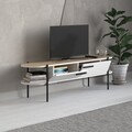 Comoda TV, Decortie, Otis, 160 x 45 x 35.6 cm, pal melaminat, alb/stejar