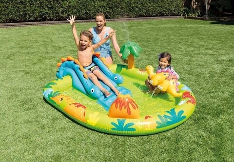 Piscina gonflabila pentru copii Dino Play Intex, 143 L, 191x152x58 cm, polivinil, multicolor