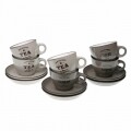 Set 6 cesti cu farfurioare, Versa, 200 ml, ceramica, bej