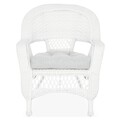 Set mobilier pentru gradina/terasa, 4 piese, Barbara, otel/poliester/sticla, alb/gri