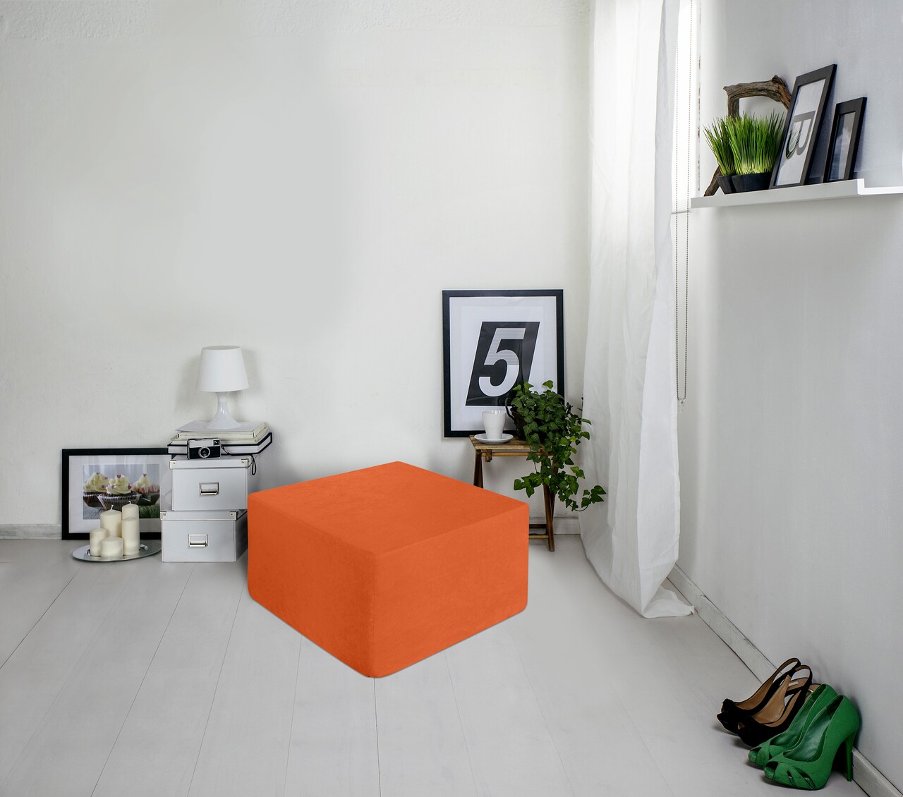 Taburet extensibil Urban Living, 63x36x63 cm, Orange