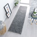 Covor Minerals Dark Grey, Flair Rugs, 60x230 cm, lana/poliester, gri inchis