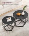 Set 2 masute de cafea Vasagle Geometric Round, Ø50 x 40 cm, PAL/otel, negru