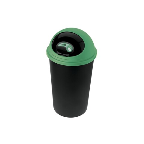 Cos de gunoi Big Hoop cu capac batant, colectare selectiva, plastic, 45 L, verde