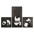 Decoratiune de perete, Panda Family, Placaj, 30 x 30 cm, 2 piese, Alb/Negru