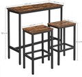 Set masa de bar si 2 scaune Vasagle, 100 x 40 x 90 cm / 30 x 40 x 65 cm, PAL/otel, maro rustic