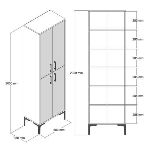 Dulap multifunctional, Hommy Craft, Berlin A, 60 x 200 x 35 cm, pal melaminat, alb