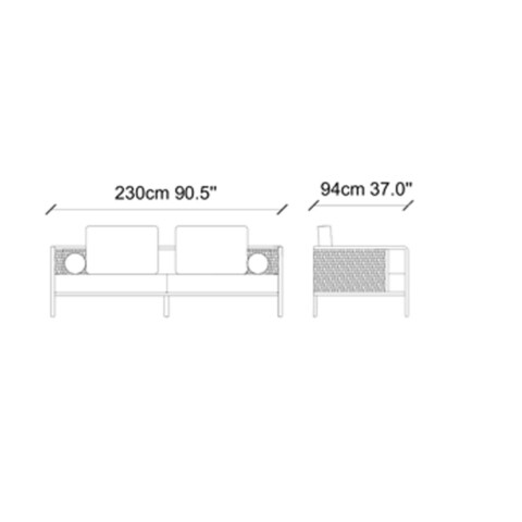 Canapea 3 locuri, Ndesign, 291NDS1332, Lemn, Crem