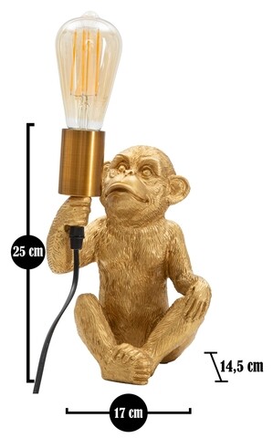 Lampa de masa Monkey, Mauro Ferretti, 1 x E27, 40W, 17x14.5x25 cm, auriu