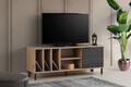 Comoda TV, Kalune Design, Casares, 140x55x40 cm, Stejar / Maro închis