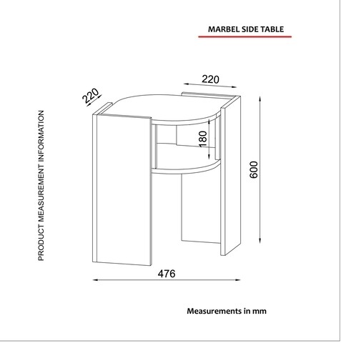 Masuta pentru living Marbel, Talon, 47.6 x 47.6 x 60 cm, walnut/gri/negru