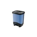 Cos de gunoi Idea cu pedala, plastic, 8 L, negru/albastru