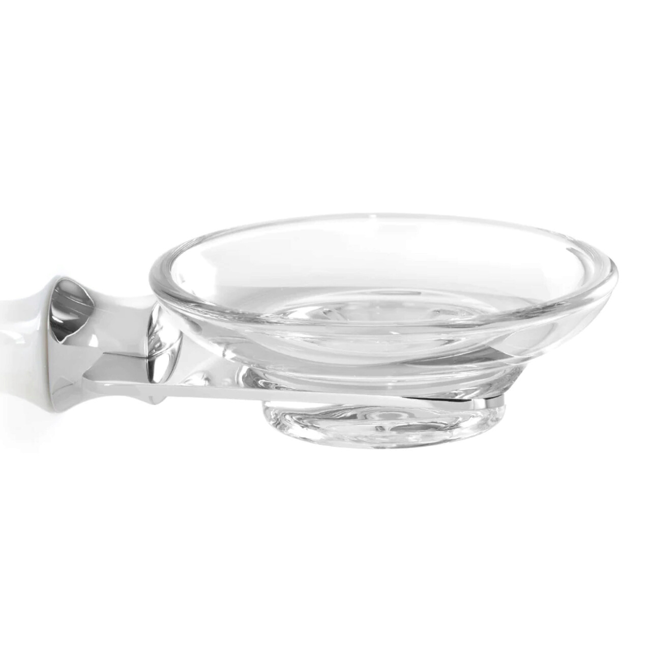 Savoniera Fabia, 11x13x4 cm, alama/sticla, argintiu/transparent