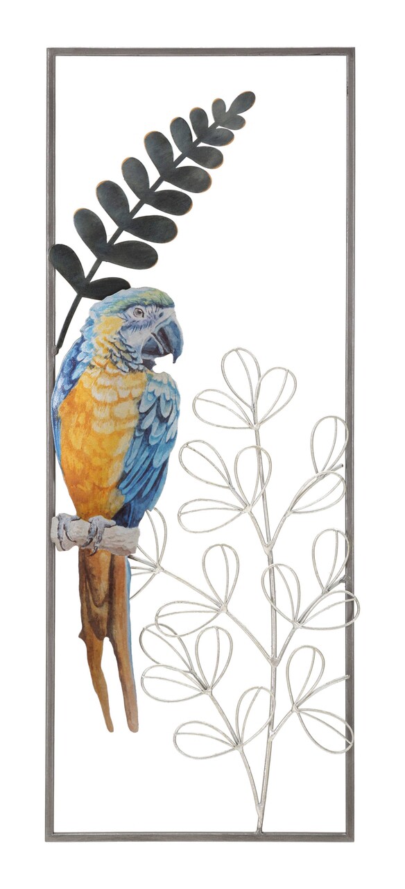 Decoratiune de perete Parrot, Mauro Ferretti, 28.6 x 74.3 cm, fier, multicolor