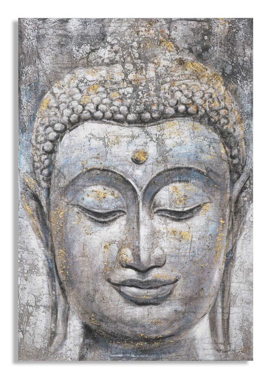 Tablou decorativ, Face Buddha Light -A, Mauro Ferretti, 80 x 120 cm, canvas imprimat si pictat/lemn de pin, multicolor