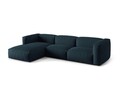 Coltar modular stanga 3 locuri, Martina-169, Micadoni Home, 332x176x75 cm, tesatura structurata catifelata, albastru jeans