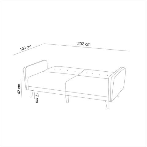 Canapea extensibila cu 3 locuri, Unique Design, 867UNQ1323, Lemn de carpen, Crem