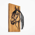 Decoratiune de perete, Horse, 50% lemn/50% metal, Dimensiune: 40 x 3 x 58 cm, Nuc negru