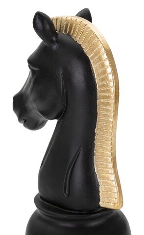 Decoratiune piesa sah, Mauro Ferretti, Horse, 10.5 x 8.5 x 19 cm, polirasina, negru/auriu