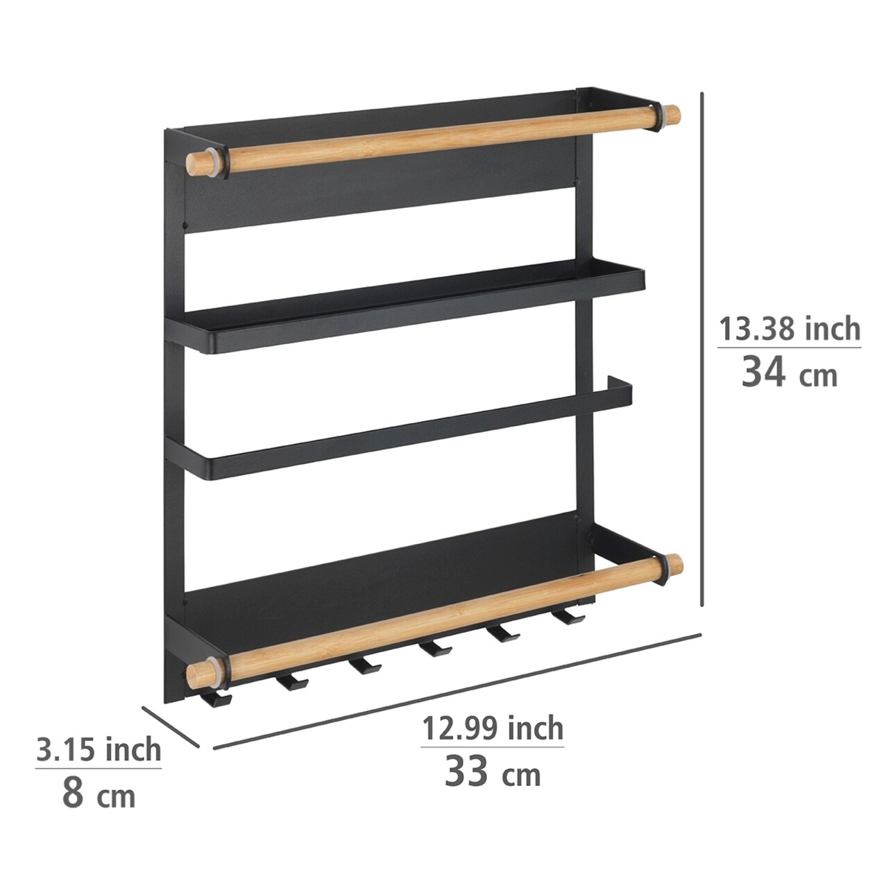 Organizator Bucatarie, Wenko, Magna, 33 X 8 X 34 Cm, Metal/bambus, Natur/negru