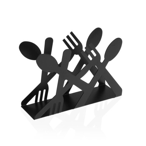 Suport pentru servetele Cutlery, Versa, 13.5 x 4 x 9 cm, otel, negru