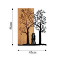 Decoratiune de perete, Love Under The Tree, 50% lemn/50% metal, Dimensiune: 45 x 58 cm, Nuc / Negru