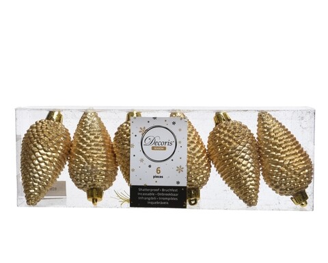 Set 6 globuri Pinecone Gold, Decoris, plastic, auriu