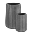 Set ghivece pentru exterior 2 piese Halong Cylinder, Bizzotto, Ø45 x 66 cm, fibra de ciment si argila, gri