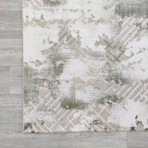 Covor, Hera 4585A, 100x150 cm, Acril, Verde / Gri / Alb