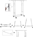 Suport mobil pentru umerase Vasagle, 129x55x148-172 cm, max 110 kg, extensibil, fier cromat, argintiu