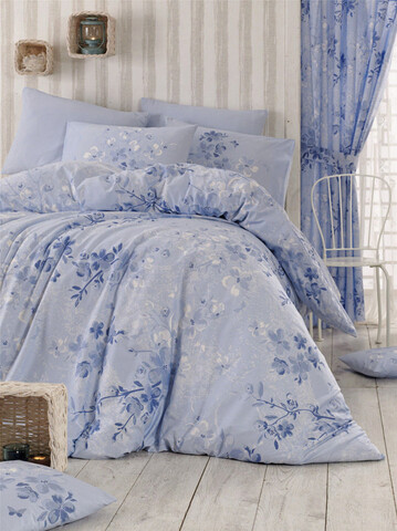 Lenjerie de pat pentru o persoana, Elena - Blue, Pearl Home, Bumbac Ranforce