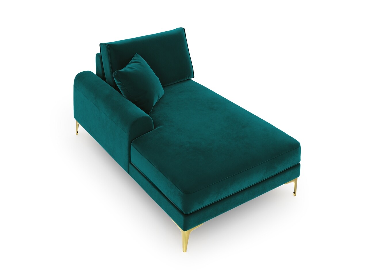 Sezlong living stanga, Madara, Mazzini Sofas, gold legs, 102x182x90 cm, catifea, turcoaz - 1 | YEO